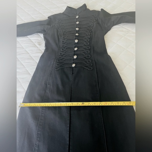 Tripp NYC Black denim jacket blazer long Military band coat cord embroidery US S - Picture 12 of 16